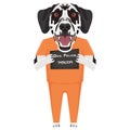 Mugshot prison clothes dog Dalmatian